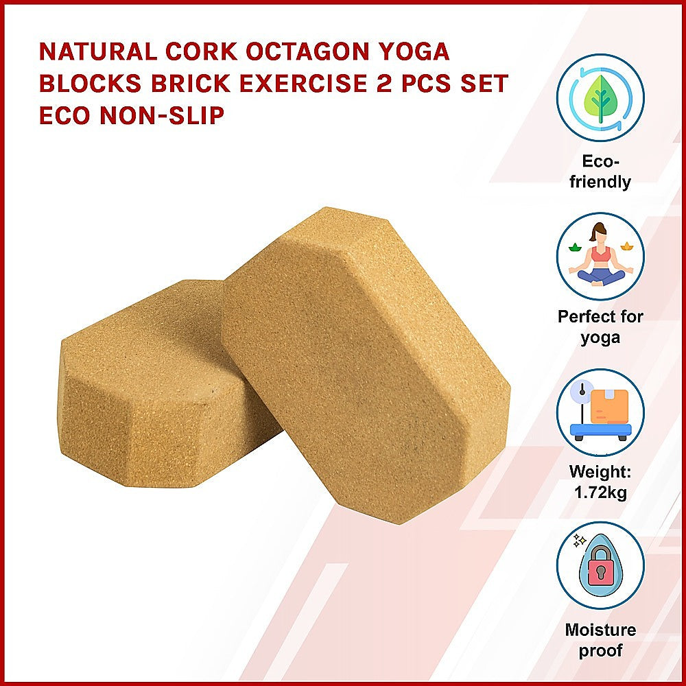 Natural Cork Octagon Yoga Blocks 2 pcs Set