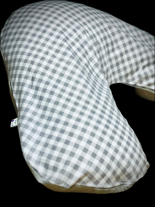 Gingham grey flannelette   - Boomerang Pillow Case