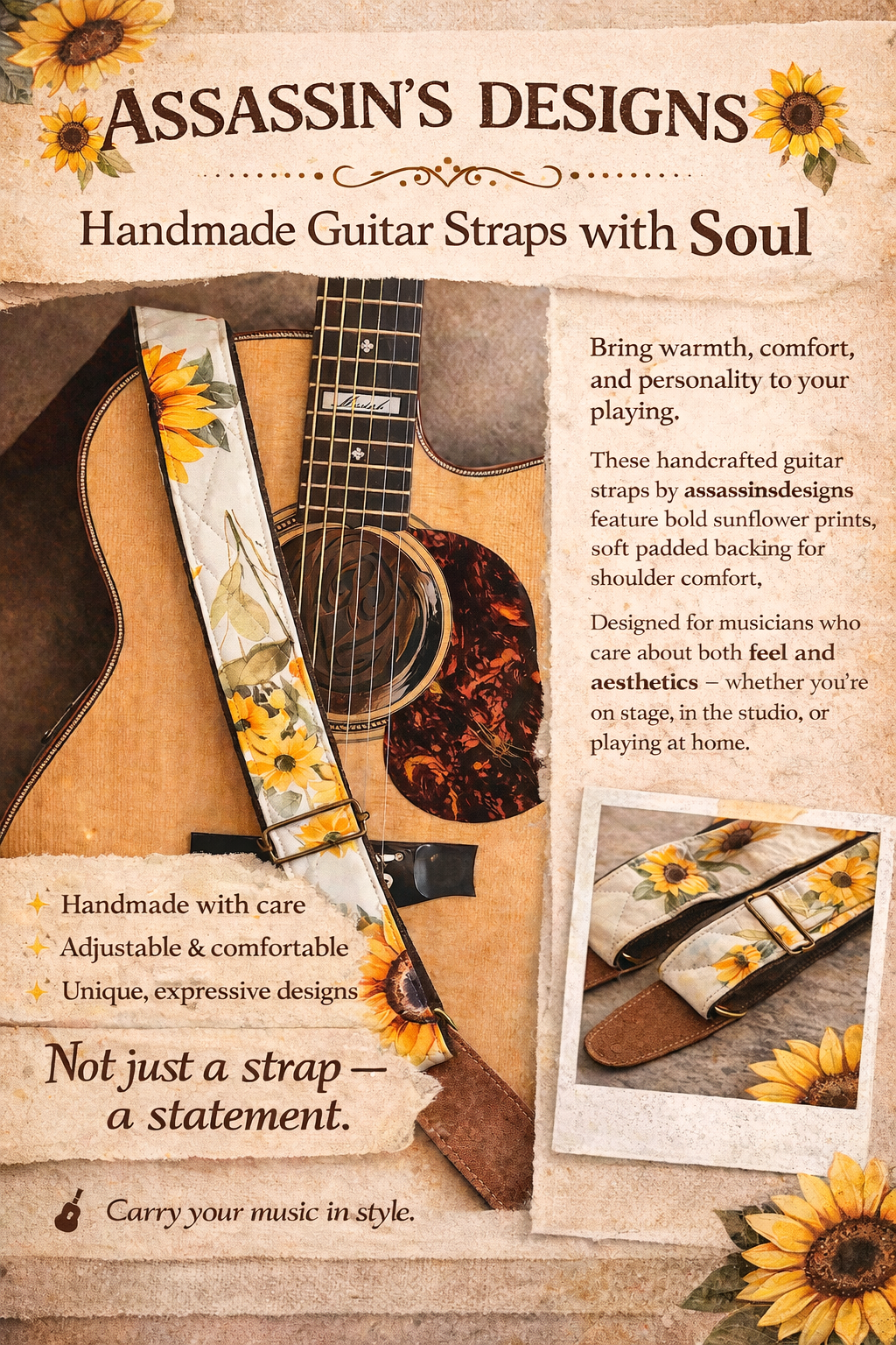 Sunflower - Guitar Strap