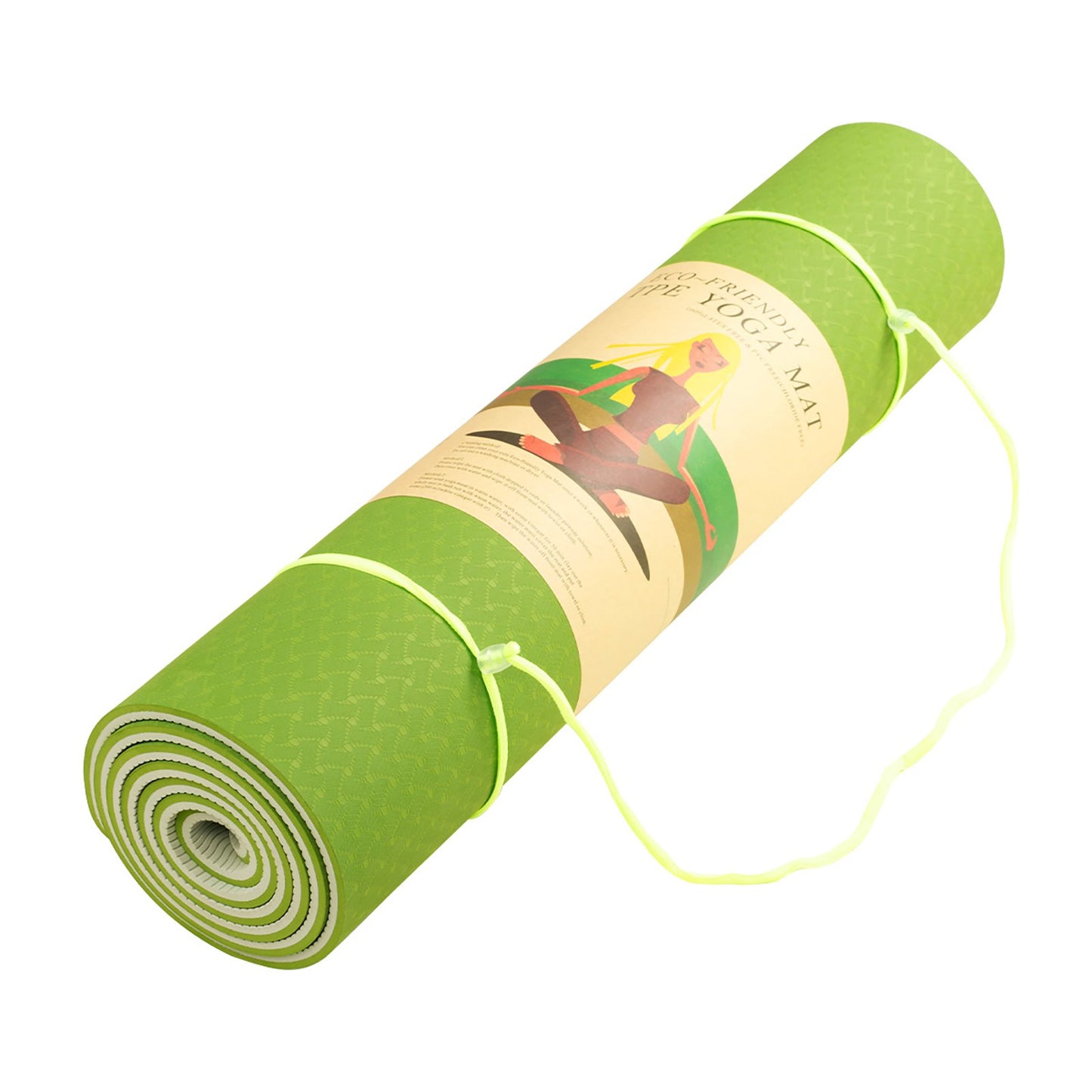 Eco-Friendly Dual layer 8mm Yoga Mat | Lime Green |