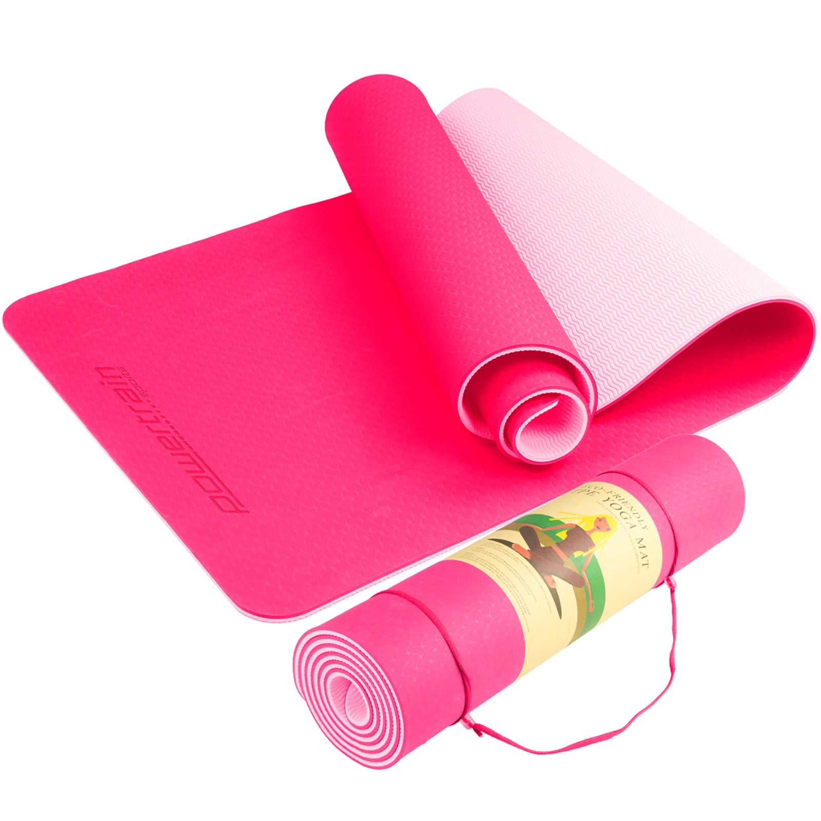 Eco-Friendly Dual Layer 8mm Yoga Mat, Hot Pink
